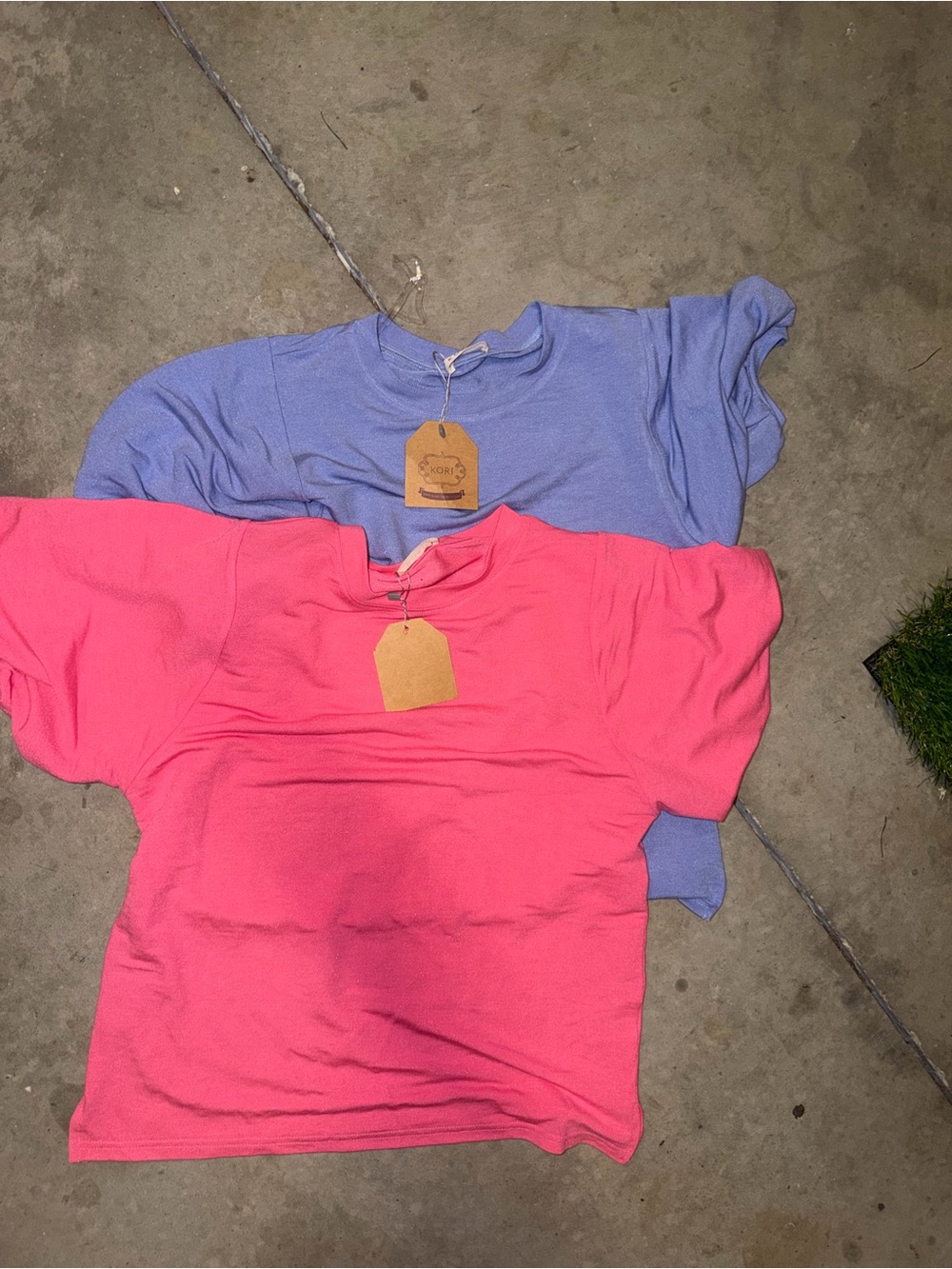 Kori Pink & Lavender Short Sleeve Crewneck Tops